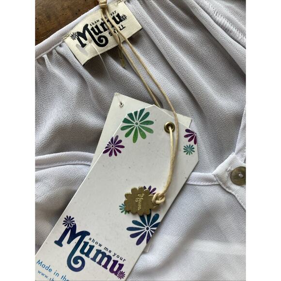 Show Me Your Mumu Tunic Dress Sz S New Sienna Swing Chiffon White Fairy Romantic - Picture 8 of 10